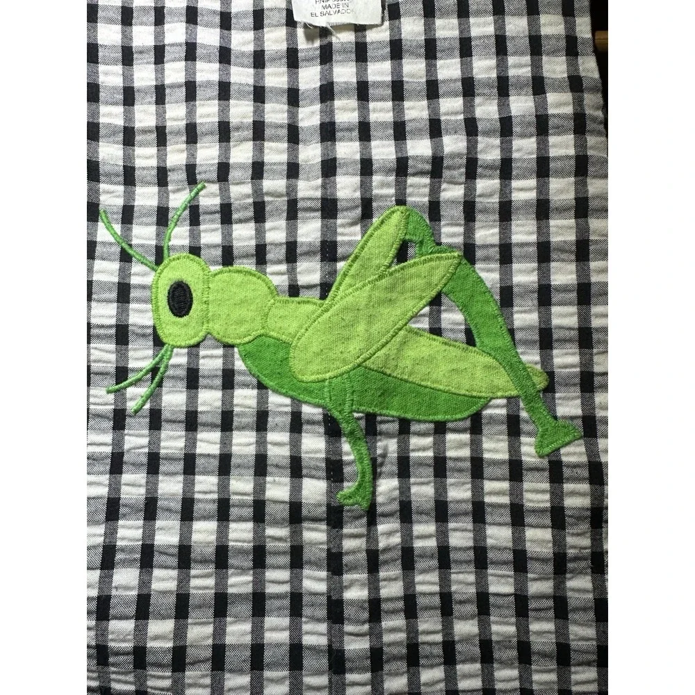 Kelly's Kids Jon Jon 12M Black White Gingham Grasshopper‎ Shortall Outfit